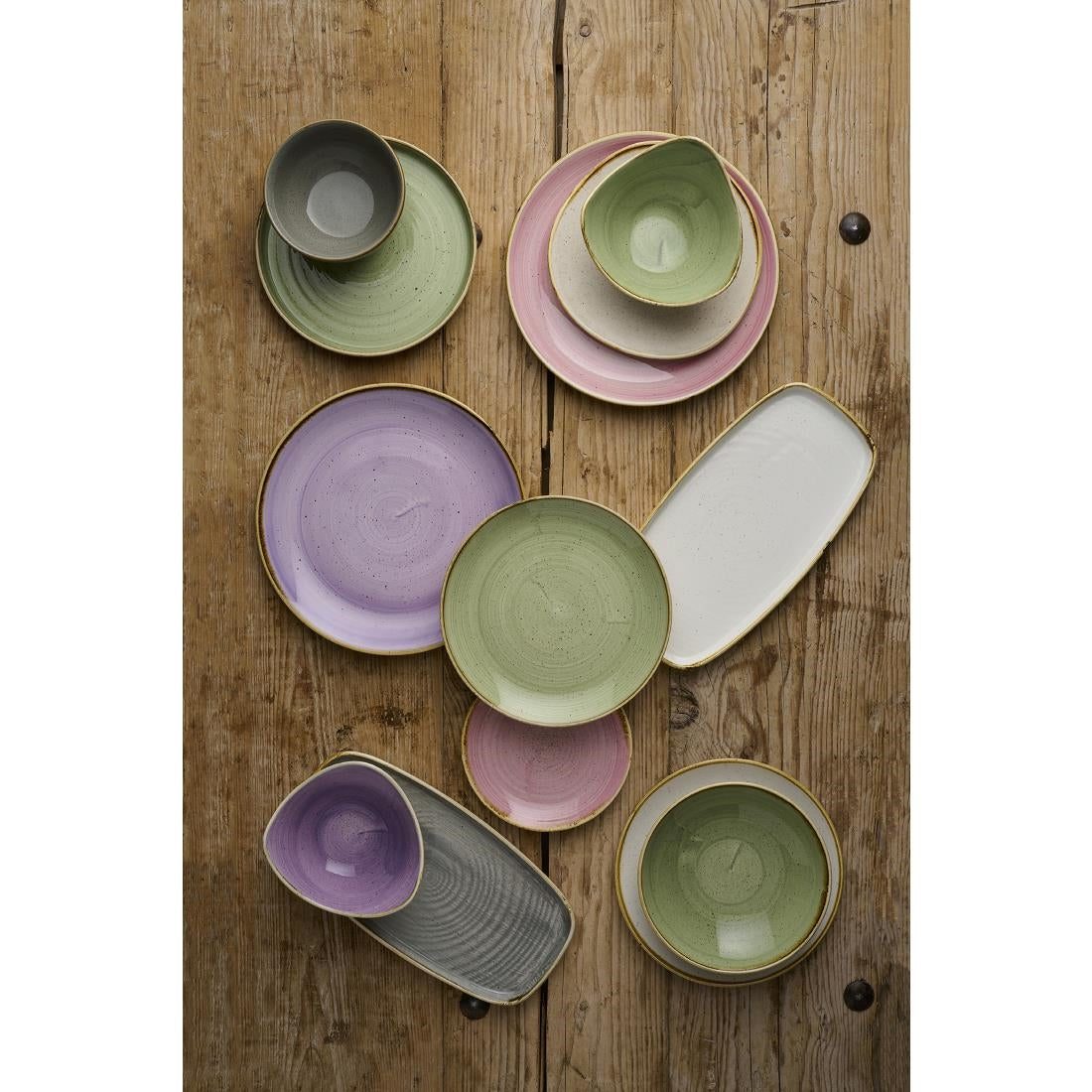 DX017 Churchill Stonecast Sage Green Walled Plates (Pack of 6) JD Catering Equipment Solutions Ltd