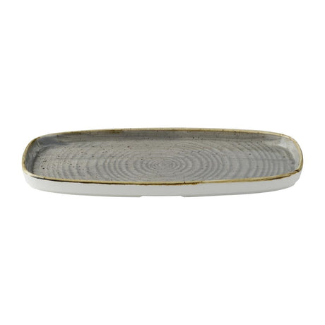 DX022 Churchill Stonecast Peppercorn Grey Chefs Walled Oblong Plates (Pack of 12) JD Catering Equipment Solutions Ltd