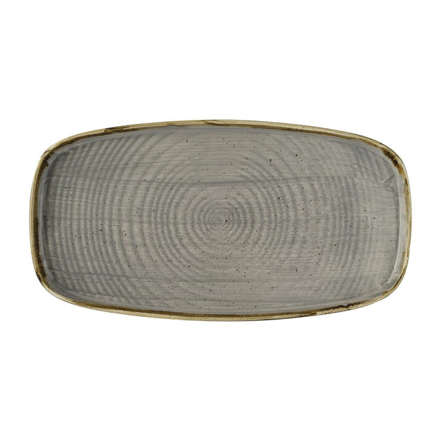DX023 Churchill Stonecast Peppercorn Grey Chefs Walled Oblong Plates (Pack of 6) JD Catering Equipment Solutions Ltd