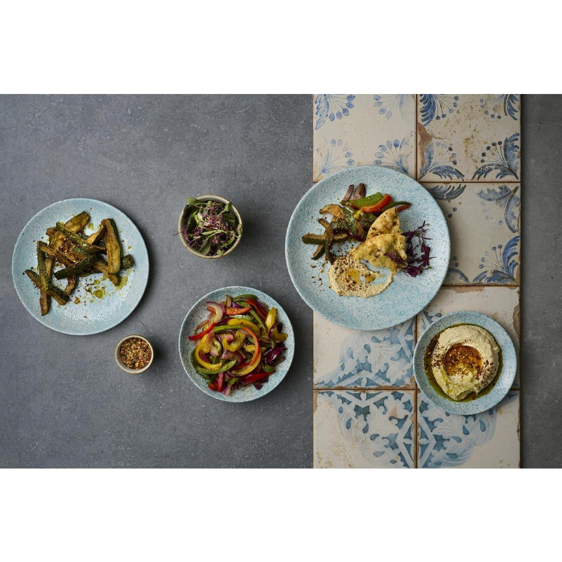 DX119 Churchill Vintage Prints Med Tiles Aquamarine Round Dishes (Pack of 12) JD Catering Equipment Solutions Ltd