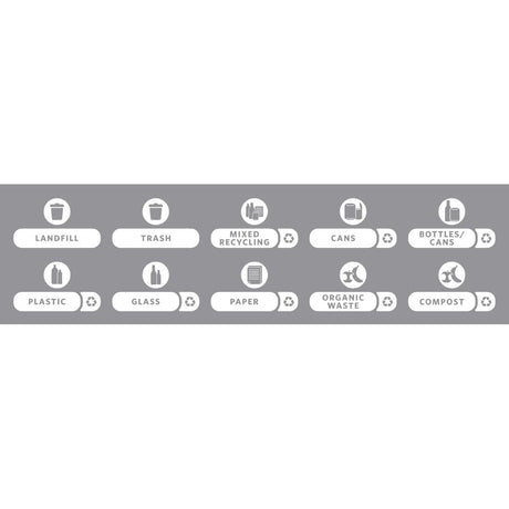 DY108 Rubbermaid Slim Jim Recycling Label Kit (Pack of 10 Sticker Sets) JD Catering Equipment Solutions Ltd