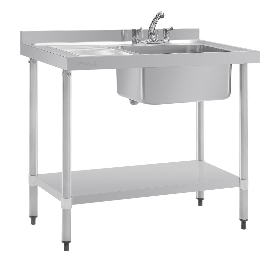 DY821 Vogue Single Sink Left Hand Drainer 1000mm JD Catering Equipment Solutions Ltd