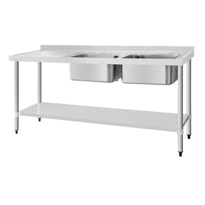 DY828 Vogue Double Sink Left Hand Drainer 1800mm - JD Catering Equipment Solutions Ltd