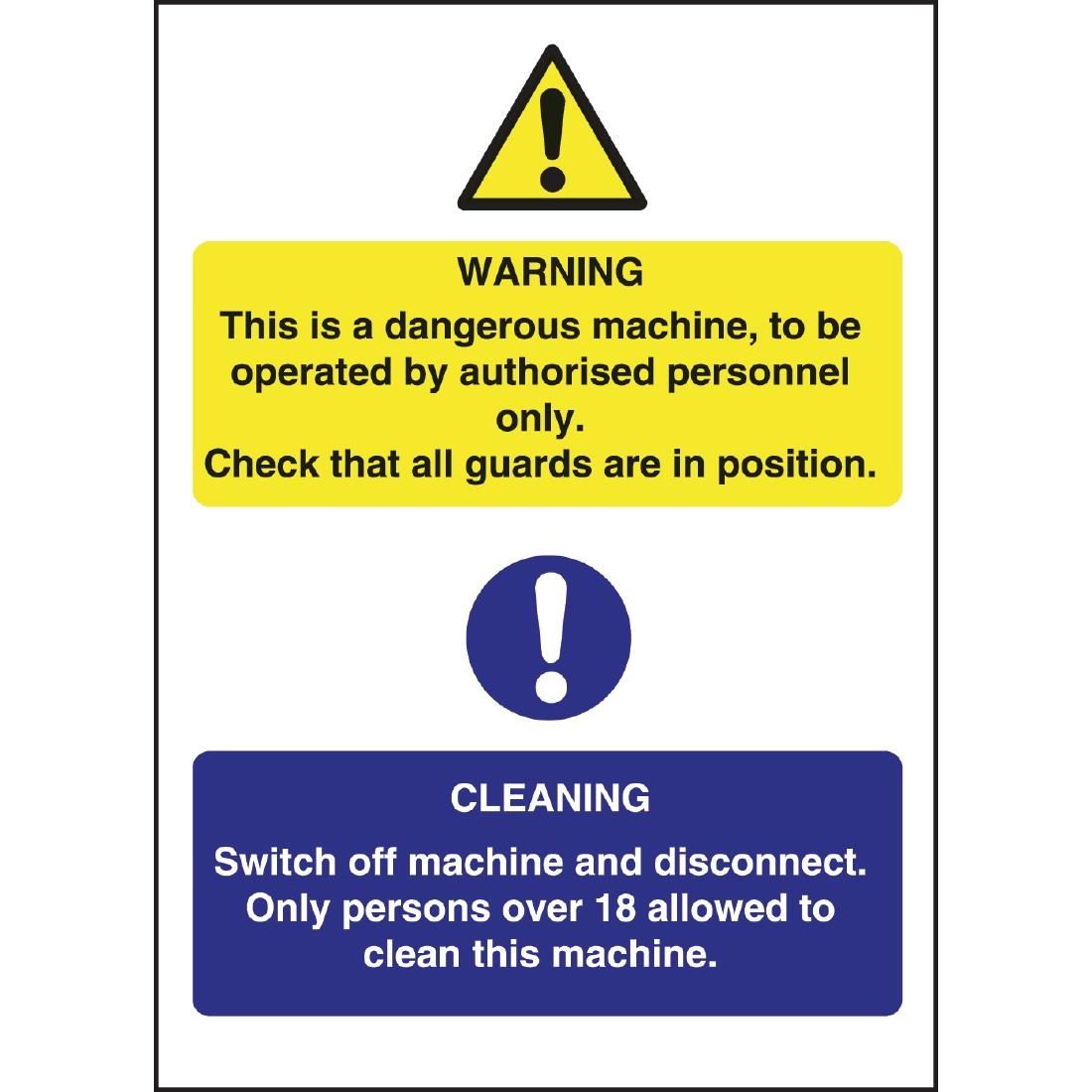 Dangerous Machine Cleaning Sign JD Catering Equipment Solutions Ltd