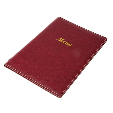 E222 Olympia Faux Leather Menu Cover A4 Burgundy - JD Catering Equipment Solutions Ltd