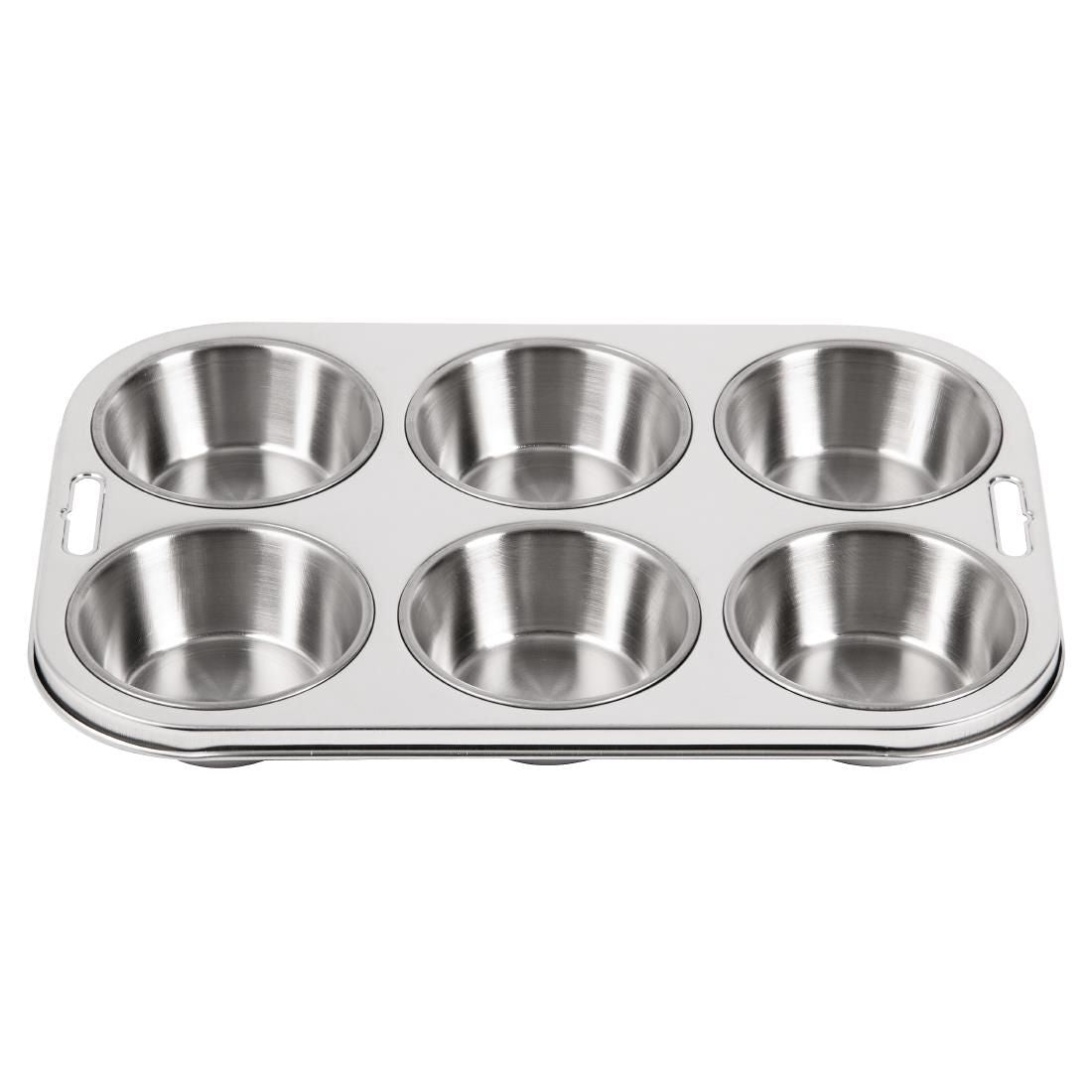 E714 Vogue Stainless Steel Deep Muffin Tray 6 Cup JD Catering Equipment Solutions Ltd