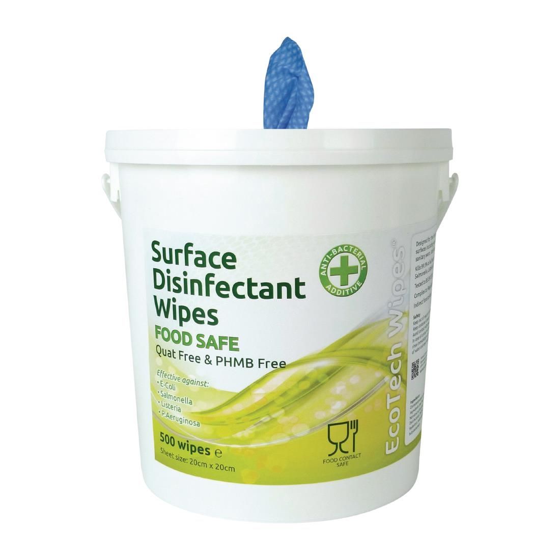 EcoTech Quat-Free Disinfectant Surface Wipes Bucket (500 Pack) JD Catering Equipment Solutions Ltd