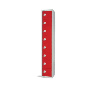 CE103-CLS Elite Eight Door Manual Combination Locker Locker Red with Sloping Top - JD Catering Equipment Solutions Ltd