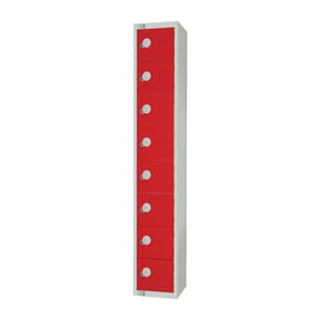 CE108-PS Elite Eight Door Padlock Locker with Sloping Top Red - JD Catering Equipment Solutions Ltd