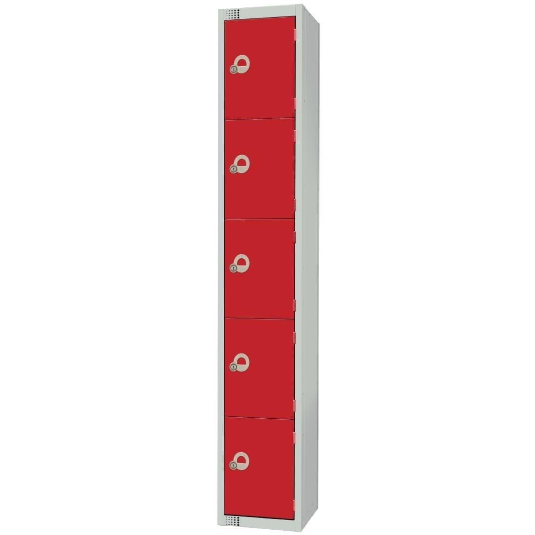 Elite Five Door Camlock Locker with Sloping Top Red JD Catering Equipment Solutions Ltd