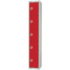 CG613-CS Elite Five Door Camlock Locker with Sloping Top Red - JD Catering Equipment Solutions Ltd