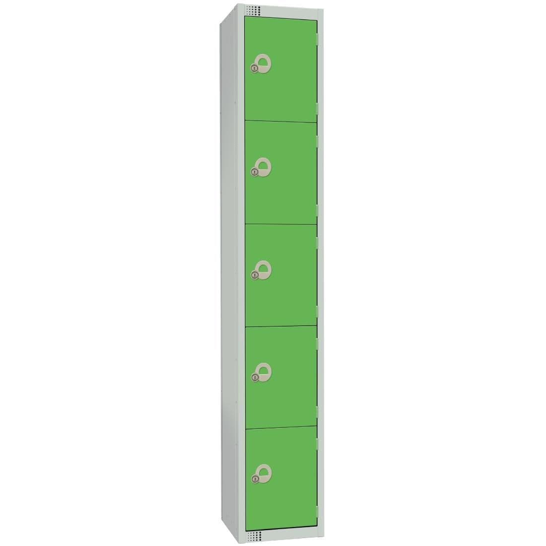 Elite Five Door Coin Return Locker with Sloping Top Green JD Catering Equipment Solutions Ltd