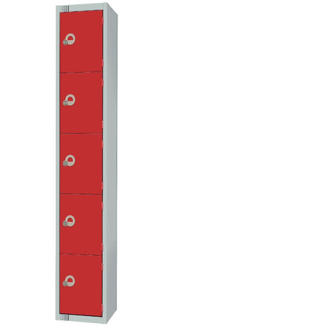Elite Five Door Coin Return Locker with Sloping Top Red JD Catering Equipment Solutions Ltd