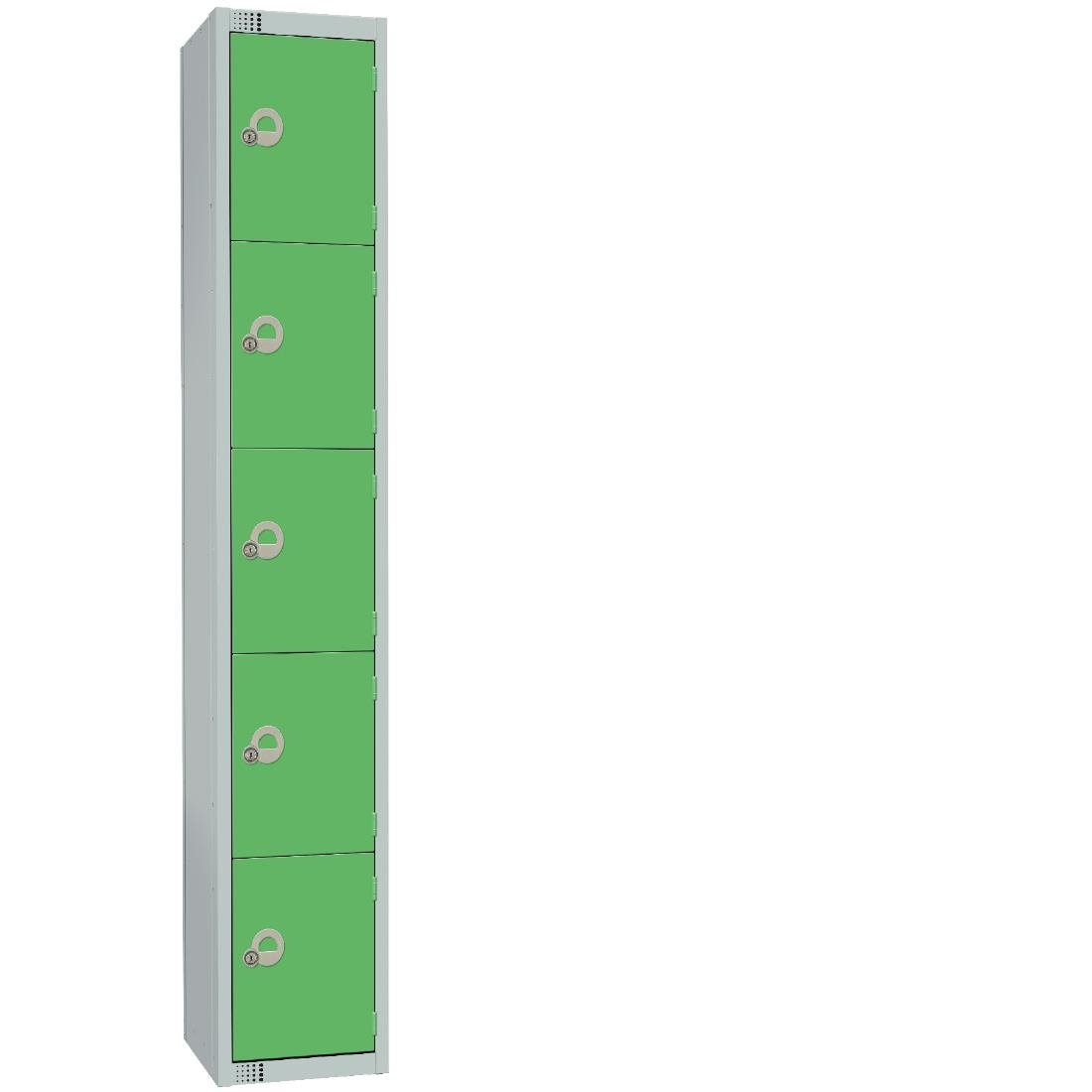 Elite Five Door Manual Combination Locker Locker Green with Sloping Top JD Catering Equipment Solutions Ltd