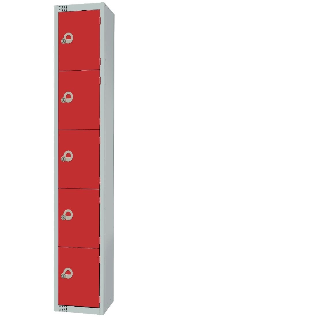 Elite Five Door Manual Combination Locker Locker Red with Sloping Top JD Catering Equipment Solutions Ltd