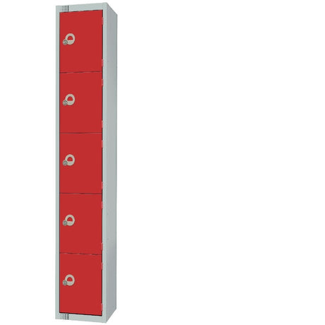 Elite Five Door Manual Combination Locker Locker Red with Sloping Top JD Catering Equipment Solutions Ltd