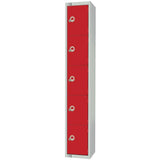 Elite Five Door Manual Combination Locker Locker Red with Sloping Top JD Catering Equipment Solutions Ltd