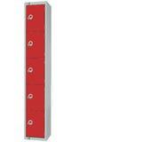 Elite Five Door Padlock Locker with Sloping Top Red JD Catering Equipment Solutions Ltd