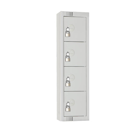 Elite Personal Effects Locker 4 Door Grey Padlock JD Catering Equipment Solutions Ltd