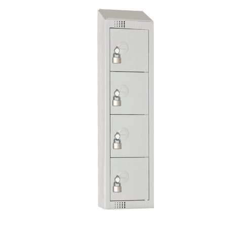 Elite Personal Effects Locker 4 Door Grey Padlock Sloping Top JD Catering Equipment Solutions Ltd
