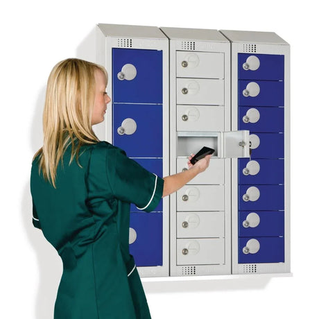 CF752-PS Elite Personal Effects Locker 8 Door Blue Padlock Sloping Top - JD Catering Equipment Solutions Ltd