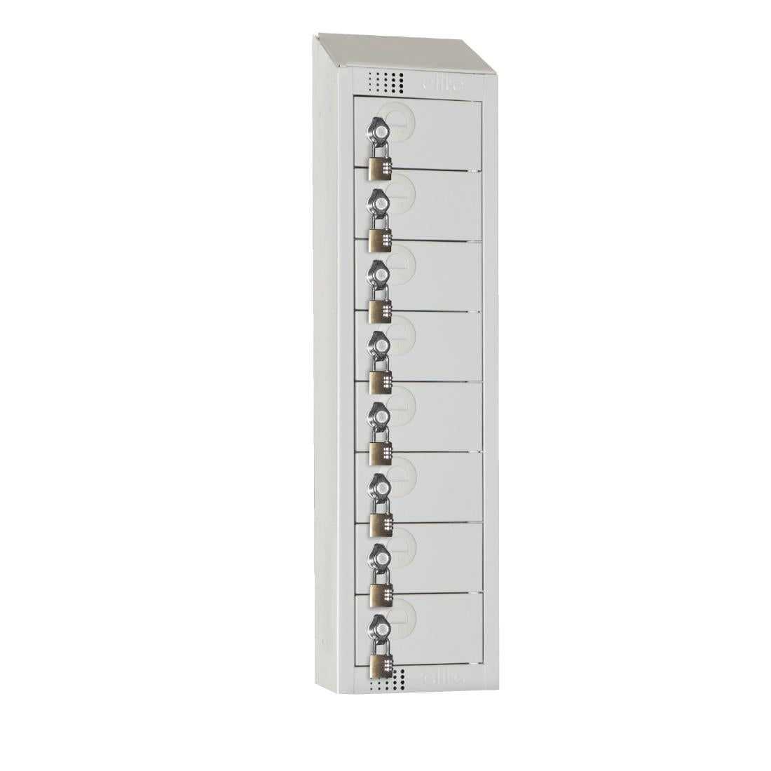 Elite Personal Effects Locker 8 Door Grey Padlock Sloping Top JD Catering Equipment Solutions Ltd