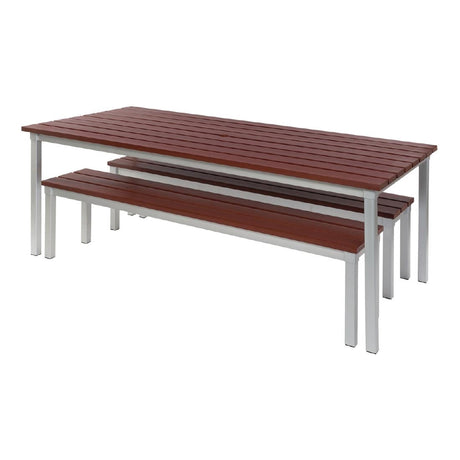 Enviro Outdoor Walnut Effect Faux Wood Bench JD Catering Equipment Solutions Ltd