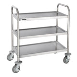 F993 Vogue Stainless Steel 3 Tier Clearing Trolley Small - JD Catering Equipment Solutions Ltd