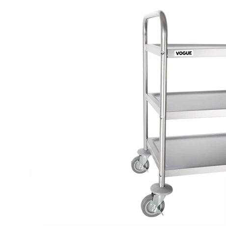 F994 Vogue Stainless Steel 3 Tier Clearing Trolley Medium - JD Catering Equipment Solutions Ltd