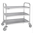 F994 Vogue Stainless Steel 3 Tier Clearing Trolley Medium JD Catering Equipment Solutions Ltd