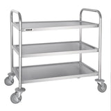 F994 Vogue Stainless Steel 3 Tier Clearing Trolley Medium JD Catering Equipment Solutions Ltd