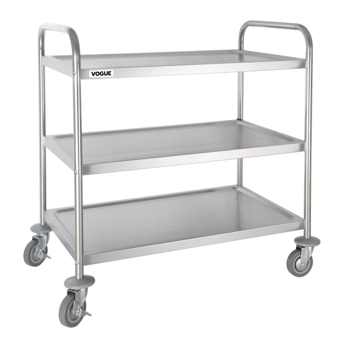 F995 Vogue Stainless Steel 3 Tier Clearing Trolley Large JD Catering Equipment Solutions Ltd