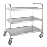 F995 Vogue Stainless Steel 3 Tier Clearing Trolley Large JD Catering Equipment Solutions Ltd