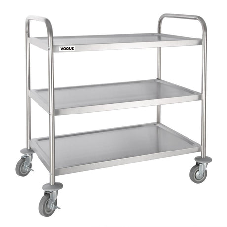 F995 Vogue Stainless Steel 3 Tier Clearing Trolley Large JD Catering Equipment Solutions Ltd