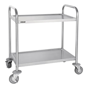 F996 Vogue Stainless Steel 2 Tier Clearing Trolley Small - JD Catering Equipment Solutions Ltd