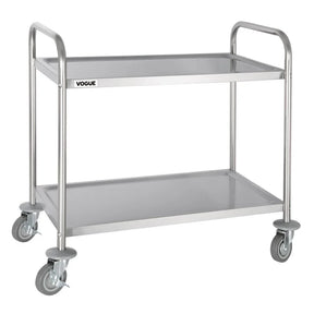 F997 Vogue Stainless Steel 2 Tier Clearing Trolley Medium - JD Catering Equipment Solutions Ltd