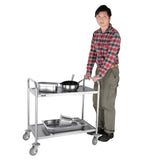 F997 Vogue Stainless Steel 2 Tier Clearing Trolley Medium JD Catering Equipment Solutions Ltd