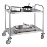 F997 Vogue Stainless Steel 2 Tier Clearing Trolley Medium JD Catering Equipment Solutions Ltd