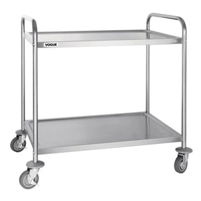F998 Vogue Stainless Steel 2 Tier Clearing Trolley Large - JD Catering Equipment Solutions Ltd