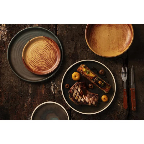 FA315 Olympia Canvas Flat Round Plate Delhi Black 250mm (Pack of 6) - JD Catering Equipment Solutions Ltd