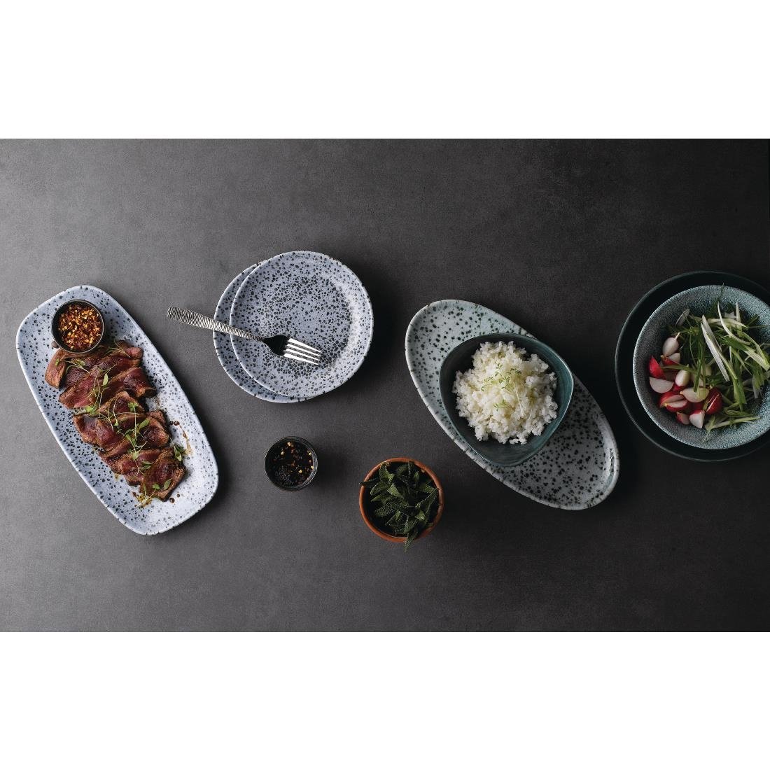 FA507 Churchill Mineral Oval Chef Plates Green 173 x 347mm (Pack of 6) JD Catering Equipment Solutions Ltd