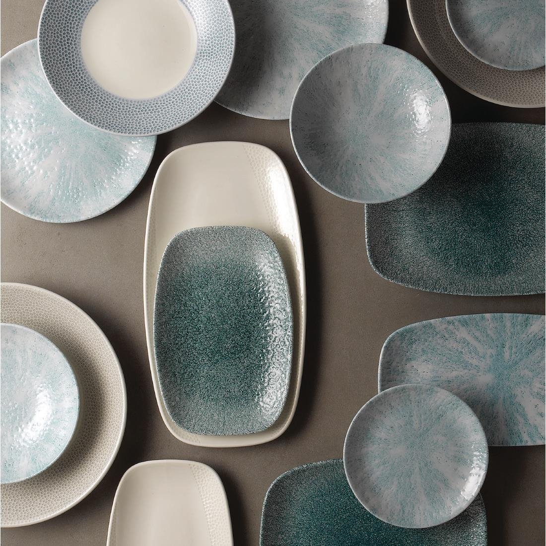 FA629 Churchill Stone Oblong Chef Plates Aquamarine 189 x 355mm (Pack of 6) JD Catering Equipment Solutions Ltd