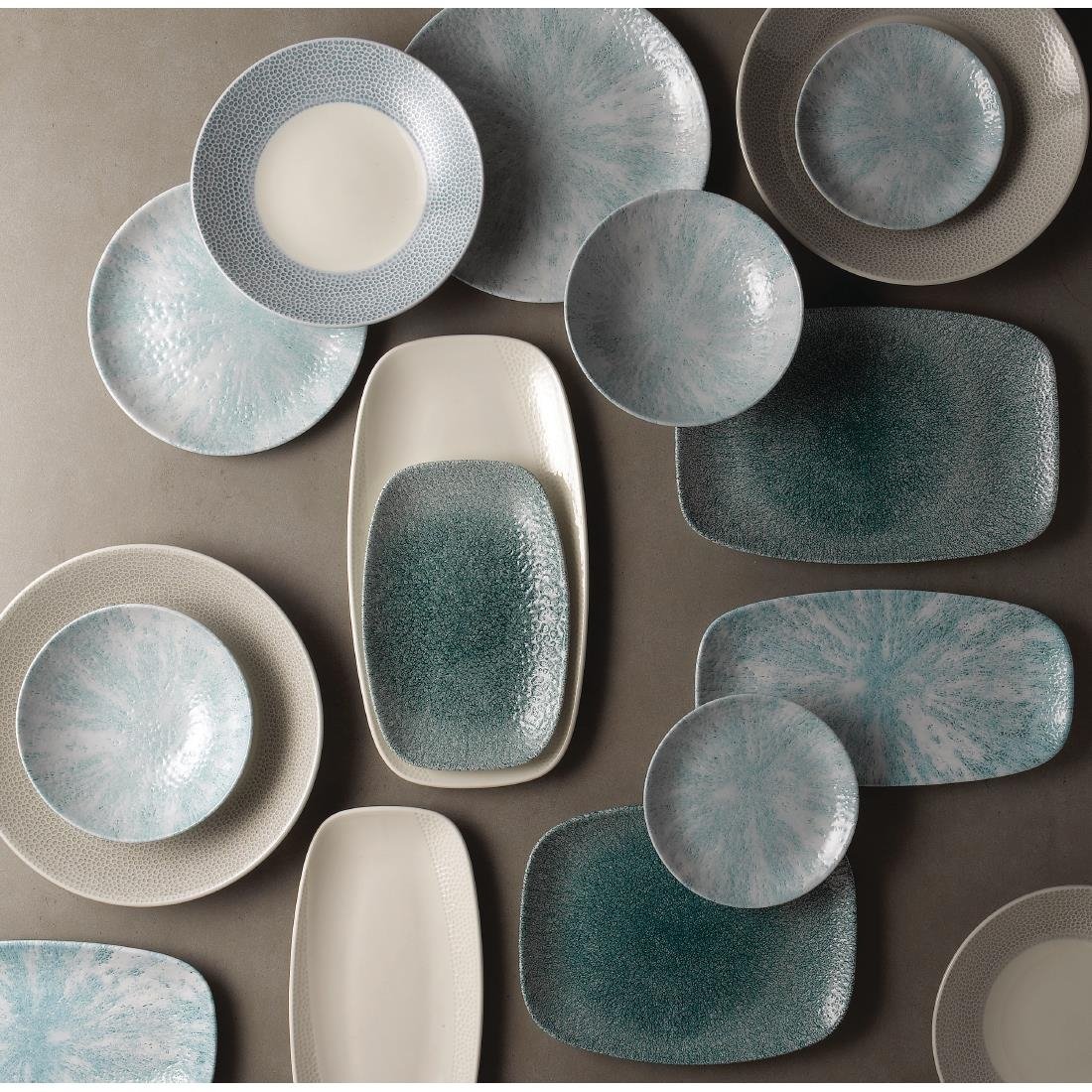 FA629 Churchill Stone Oblong Chef Plates Aquamarine 189 x 355mm (Pack of 6) JD Catering Equipment Solutions Ltd