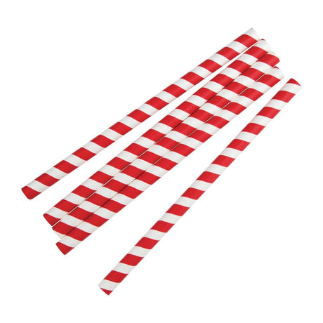 FB147 Fiesta Compostable Paper Smoothie Straws Red Stripes (Pack of 250) JD Catering Equipment Solutions Ltd