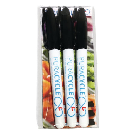 FB284 Puracycle Non-Toxic Marker Pens Black 3 Pack JD Catering Equipment Solutions Ltd