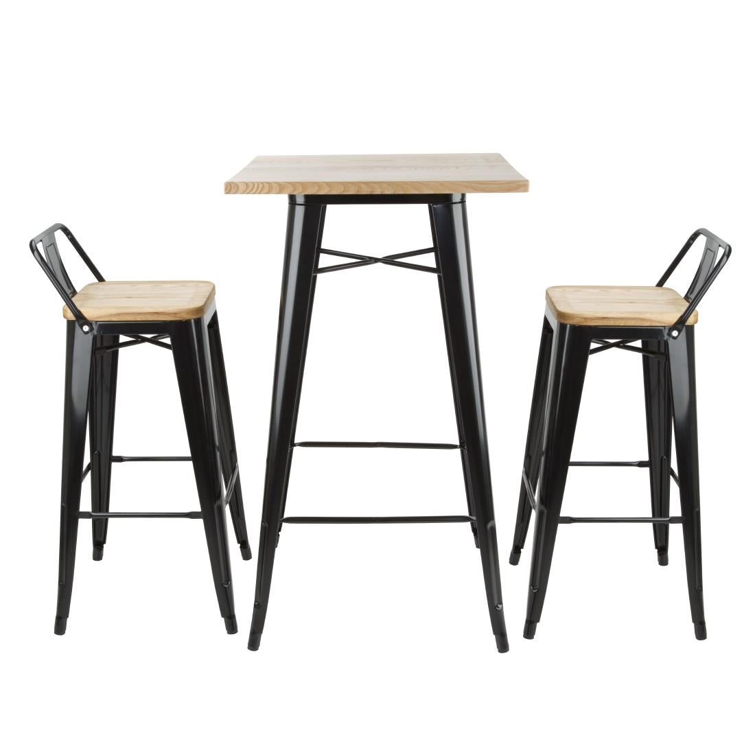 FB595 Bolero Bistro Bar Table with Wooden Top Black JD Catering Equipment Solutions Ltd