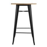 FB595 Bolero Bistro Bar Table with Wooden Top Black JD Catering Equipment Solutions Ltd