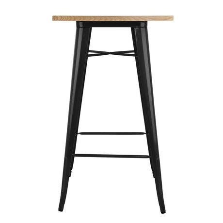 FB595 Bolero Bistro Bar Table with Wooden Top Black JD Catering Equipment Solutions Ltd