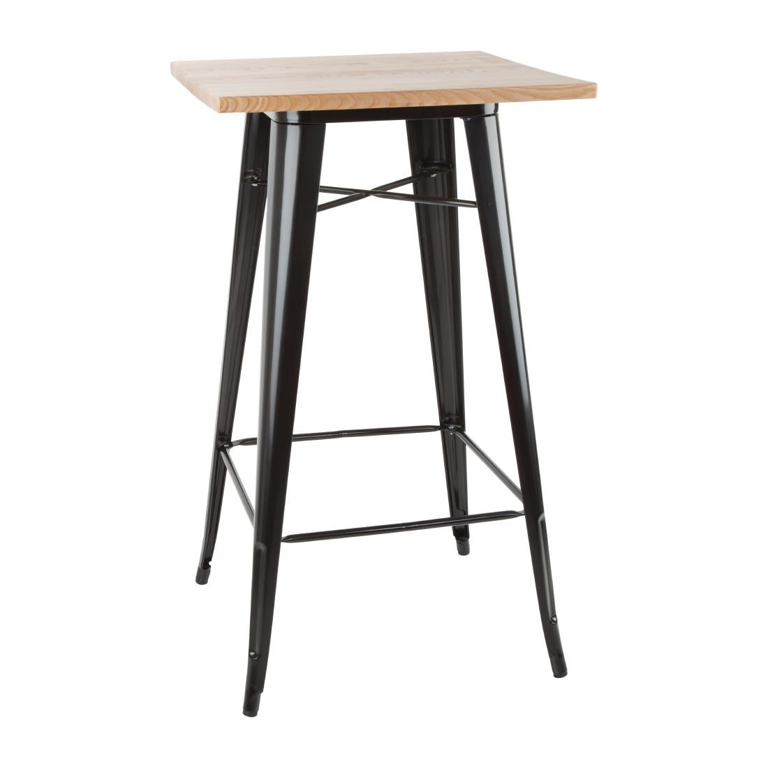 FB595 Bolero Bistro Bar Table with Wooden Top Black JD Catering Equipment Solutions Ltd