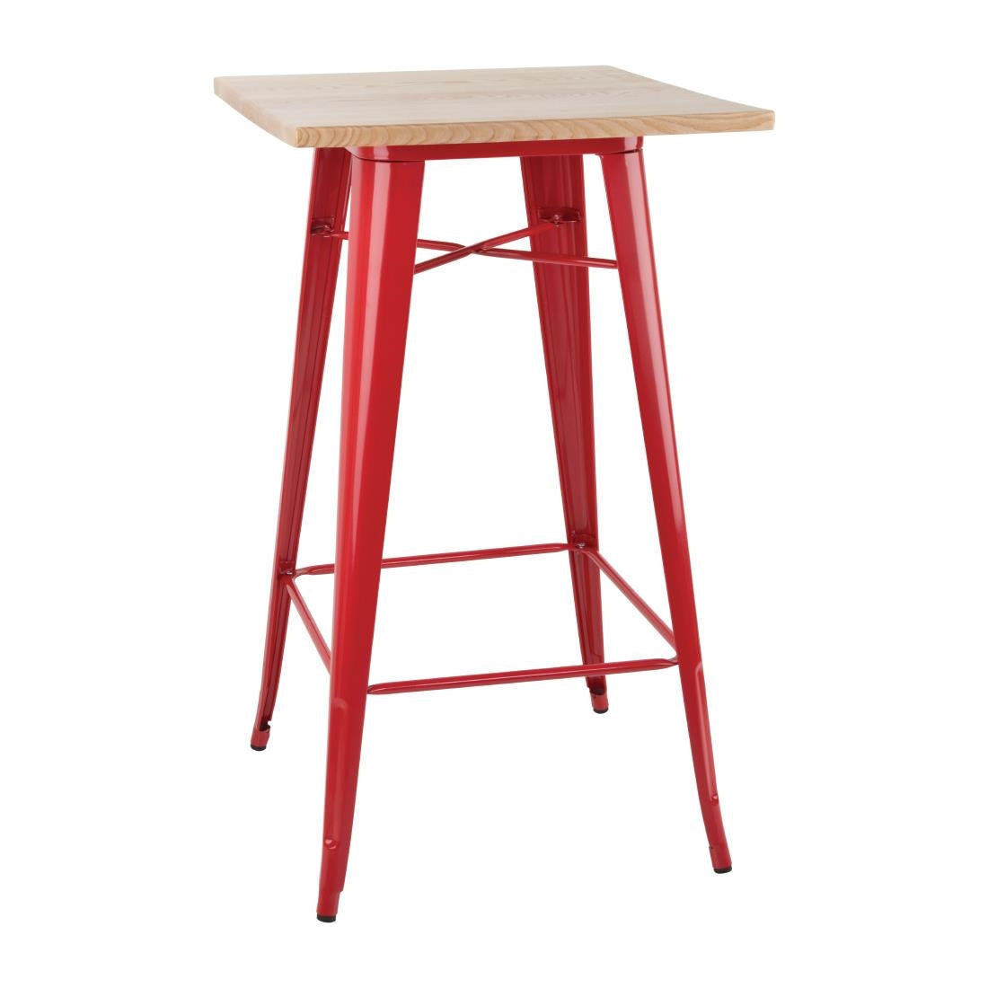 FB598 Bolero Bistro Bar Table with Wooden Top Red (Single) JD Catering Equipment Solutions Ltd